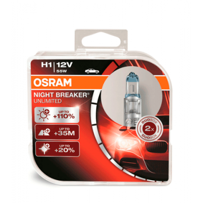 Набор галогеновых ламп Osram H1 64150NBU Night Breaker Unlimited 3400K
