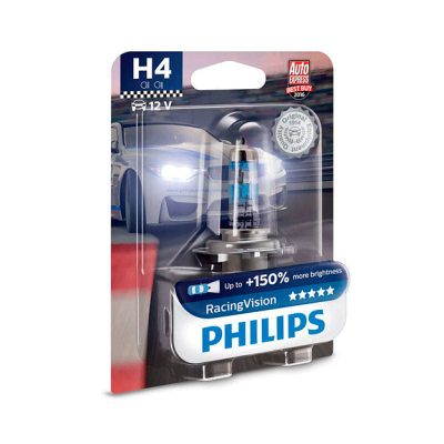 Галогеновая лампа Philips H4 12342RVB1 Racing Vision +150%