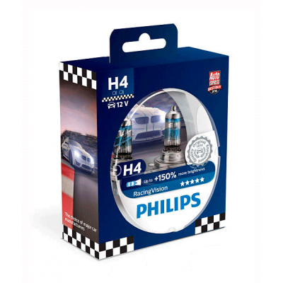 Набор галогеновых ламп Philips H4 12342RVS2 Racing Vision +150%
