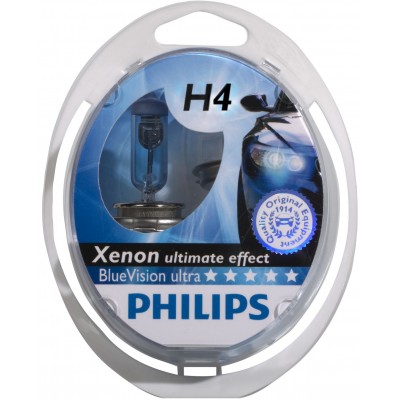 Набор галогеновых ламп Philips H4 12342BVUB1 BlueVision Ultra