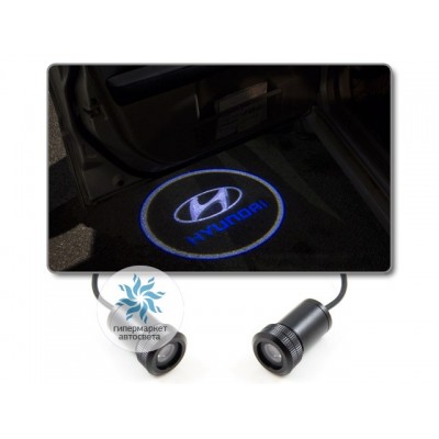 Подсветка дверей автомобиля: проекция логотипа Hyundai