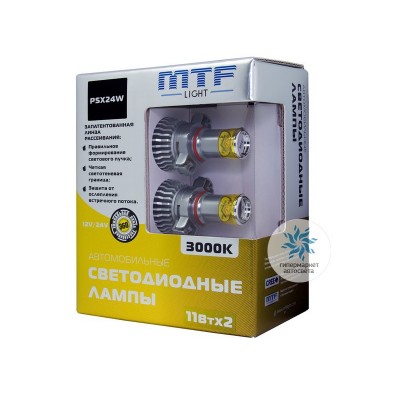 Набор светодиодов MTF-Light 12/24В, PSX24W, 3000К BL